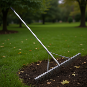 Râteau de jardinage en aluminium, tête de 36 pouces, manche de 75 pouces, outil pour ameublir le sol et entretenir la pelouse - Product Image 2