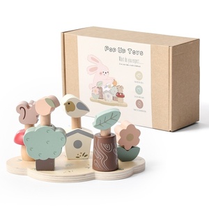 Jouet en bois Montessori Forêt Pop-Up pour enfants, <span class=keywords><strong>jeu</strong></span> éducatif de coordination œil-main à ressorts - Product Image 1