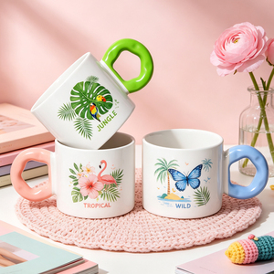 Taza de Cerámica Blanca para Sublimación, 6 Colores, Asa con Diseño Floral, Taza de Café, Personalizable con Foto, Logotipo, Impresión por Transferencia Térmica, Paquete al por Mayor - Product Image 5