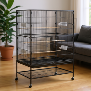 Jaula para Pájaros de 31.5 x 20.5 x 52 Pulgadas, de Hierro con Techo Plano, Perchas y Bandeja Extraíble, para Loros, Uso en Interiores - Product Image 2