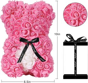 Cute Artificial Teddy Bear <b>Rose</b> Foam Flower Design-Valentine's Day Mother's Day Anniversary Birthday Gift 10-Inch <b>Clear</b> Gift Box - Product Image 5