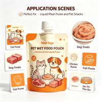 Sachet d'emballage personnalisé imprimé 121 en LDPE, résistant aux hautes températures, avec bec verseur, pour aliments humides pour chats, friandises pour chiens, purée de viande liquide