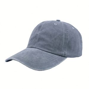 Gorra de Béisbol de Tela Suave Lavada, Color Sólido, Visera Curva y Estilo Desgastado, Gorra Deportiva de Mezclilla, Protección Solar, Gorra de Béisbol a la Moda - Product Image 4