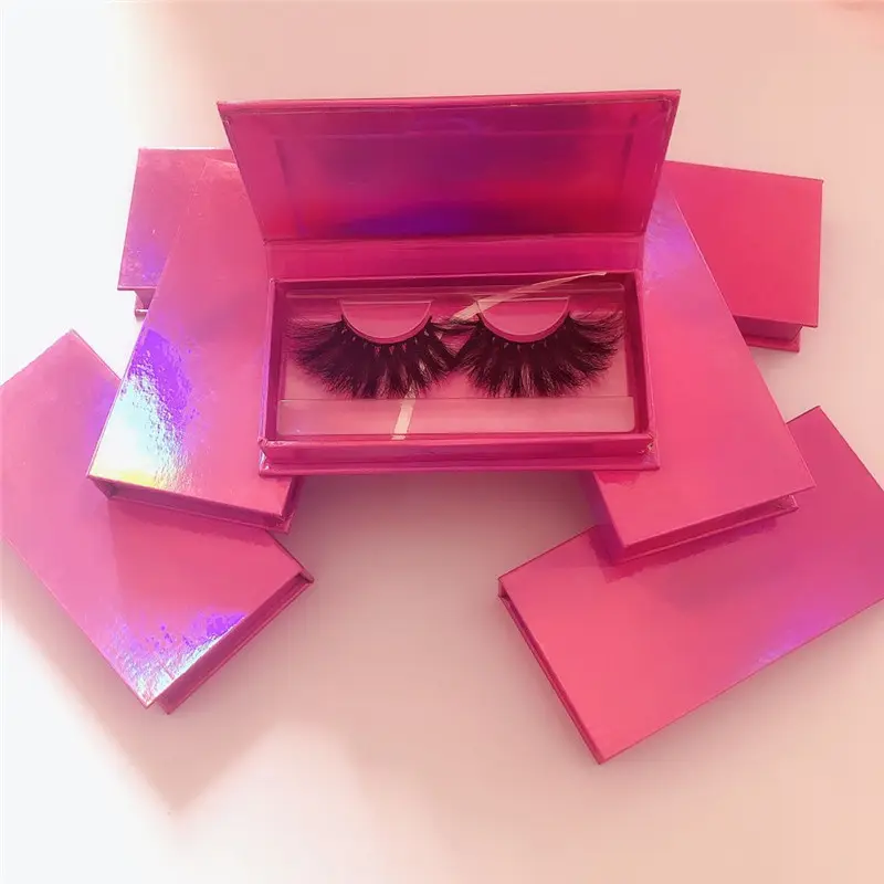 25ミリメートル5dミンクまつげCustom Magnetic Eyelash Box False Lashes Manufacturer Hot Pink Eyelash Packaging Box