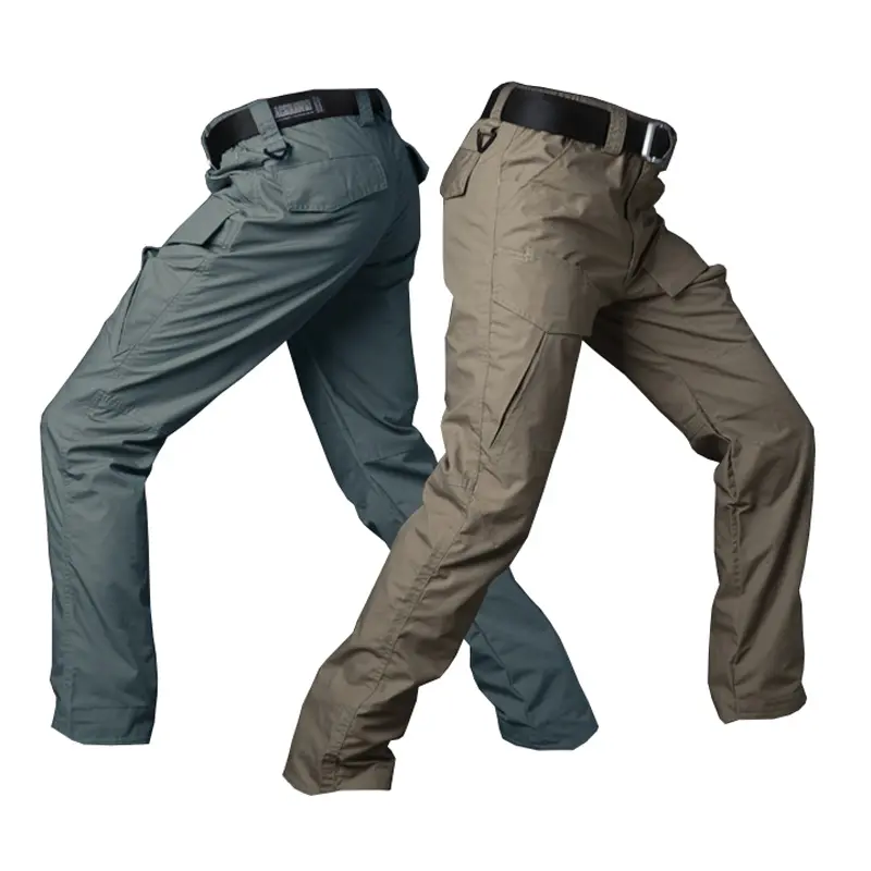 Venta al por mayor Pantalones de los hombres de carga Slim-Fit Stretch Pantalones tácticos Streetwear Camuflaje Pantalones Cargo Hombres Bolsillos