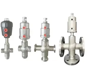 SS304 clamping three way T type high temperature steam pneumatic Angle seat valve