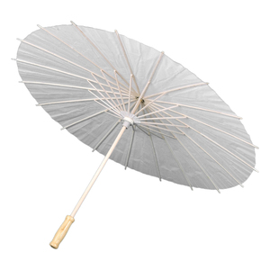 Parapluies en bois de style <span class=keywords><strong>italien</strong></span> de 32 pouces en papier de mariage blanc avec contrôle manuel à long manche élégant - Product Image 5