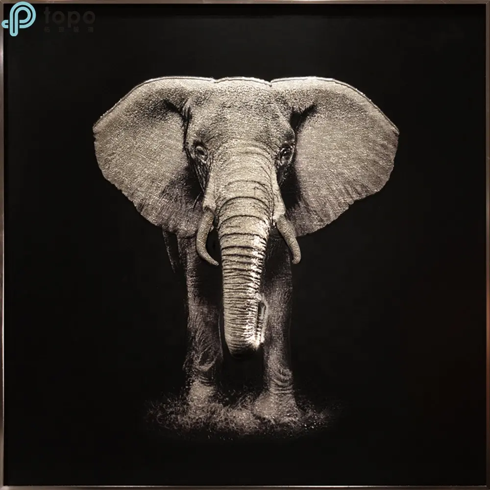 Pintura de cristal de elefante de alta gama H800mm * 800mm, arte moderno para pared colgante de animales (MR-YB6-2038)