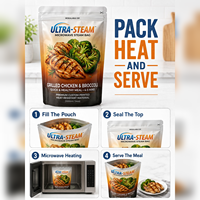 Sachet de cuisson vapeur personnalisé résistant à la chaleur pour micro-ondes, refermable avec fermeture éclair, sac autoportant pour emballage de repas prêts à consommer