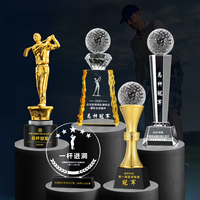 Trophée de golf personnalisé directement de l'usine, récompense de golf en cristal et métal de haute qualité pour les tournois de club et les souvenirs