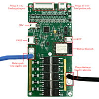YDE 13S-16S 48V Smart BMS PCBA untuk APP Sistem Penyimpanan Energi Baterai LiFePO4/Ternary Lithium 1GB RAM 4 oz Tembaga