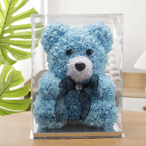 Offre Spéciale : Boîte Cadeau Ours en Roses Éternelles 25 cm – Série Cadeaux Ours Étreignant en Fleurs Artificielles pour Remises <span class=keywords><strong>de</strong></span> Diplômes, Anniversaires, Saint-Valentin - Product Image 2
