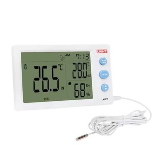 Capteur de température A12T, fonctions d'humidité et d'horloge, thermomètres numériques intérieurs et extérieurs à écran large - Product Image 5
