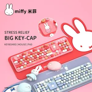 MIPOW X MIFFY OEM คีย์บอร์ดไร้สาย,คีย์บอร์ดบลูทูธไร้สายสีชมพูและสีฟ้า