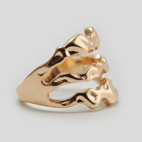 Vintage Strukturierter Vergoldeter Legierungs-Hohlring, Übertriebener Statement-Fingerring für Damen, Stapelbar, Trendig, Elegant, Großhandelsschmuck