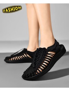Sandales tissées à bout fermé pour femmes, collection 2026, vente directe usine, chaussures décontractées respirantes en <span class=keywords><strong>corde</strong></span> tricotée à enfiler avec cordon de serrage réglable - Product Image 4