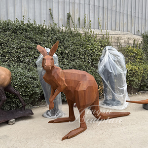 Moderne Buitendecoratie Groot Tuinbeeld Cortenstaal Dier Kangoeroe Sculptuur - Product Image 3