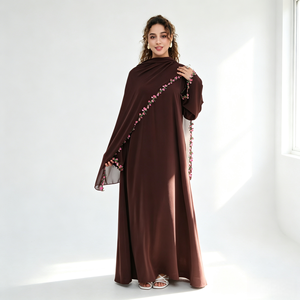 Robes pour femmes Loriya, vêtements islamiques, <span class=keywords><strong>robe</strong></span> <span class=keywords><strong>d</strong></span>écontractée, dentelle florale, nouvelle abaya douce en Nida, <span class=keywords><strong>robe</strong></span> musulmane pour femmes, <span class=keywords><strong>hijab</strong></span> assorti - Product Image 6