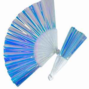 New Arrival 23 cm Rave Clack Hand Fan Carved Folding Shade PVC for Halloween Occasions - Product Image 1