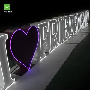 25cm Depth Above Factory Supply Led Metal Love Heart Letters Illuminated LED For Wedding Party