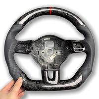Volant en cuir et fibre de carbone forgé avec bouton de klaxon pour Volkswagen VW Golf MK6 GTI R Scirocco R Line, accessoires de voiture