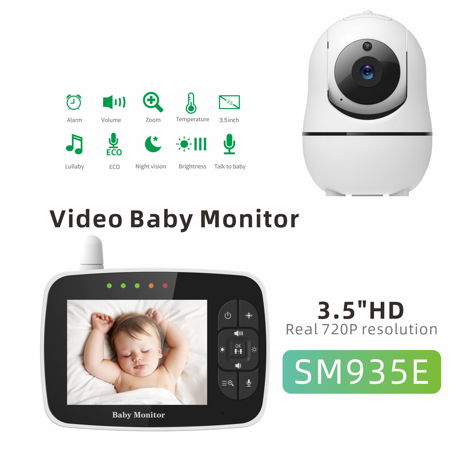 3.5inch pan/tilt video Baby Monitor with stable quality