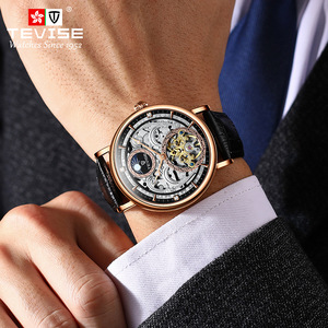 Montre mécanique automatique de luxe en cuir, étanche, avec phases de lune, personnalisée, de haute qualité, pour hommes - Product Image 5