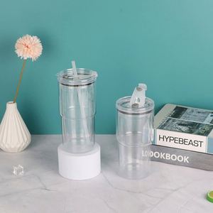 Nouveauté : Gobelet isotherme double paroi en plastique dégradé givré de 40 oz avec poignée pour smoothies et milkshakes - Product Image 4