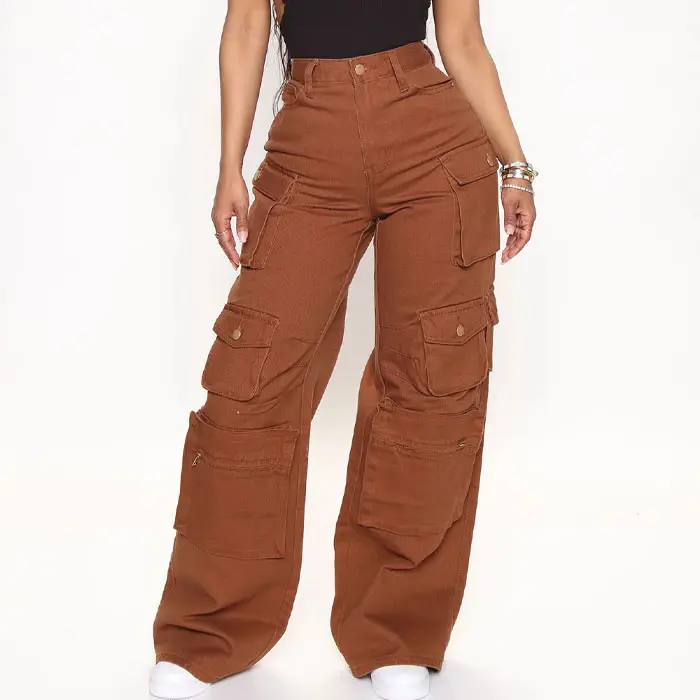 Женские мешковатые джинсы с несколькими карманами, 100%