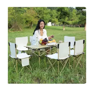 Jardín plegable picnic huevo rollo mesa al aire libre mesa y silla conjunto plegable al aire libre camping mesa plegable