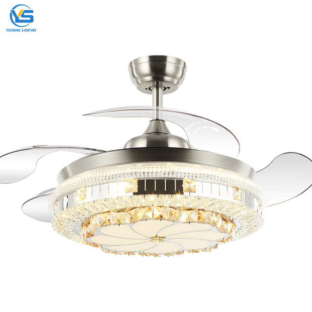 Y016 Luxury Crystal Ceiling Fans Remote Control 42inch Invisible Crystal Ceiling Fan Premium Top Ceiling Fan Manufacturers