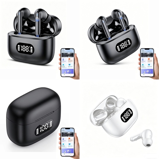 Deep Bass Sound TWS Wireless Earbuds LED Power Status Display BT 5.4 144 Languages Real Time AI Translation Lightweight Style
