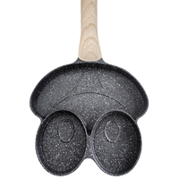 Poêle à petit-déjeuner multifonction antiadhésive en aluminium moulé sous pression en forme de grenouille à 3 trous avec anneaux à œufs et mini-crêpière
