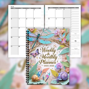 Kế hoạch máy tính xách tay cổ điển hoa chuồn chuồn máy tính xách tay màu xanh đậm thực vật Tạp Chí thực vật hoa Tạp Chí xoắn ốc máy tính xách tay - Product Image 6