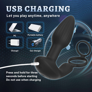 Télécommande pour smartphone, 9 fréquences, masseur de prostate en silicone liquide, anneau pénien, rotation à 360 degrés, plug anal électrique - Product Image 3