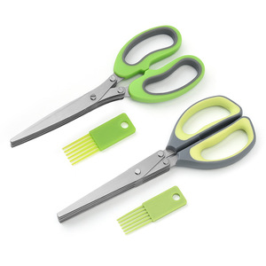 กรรไกรตัดสมุนไพร 5 ชั้น สีเทาอมเขียว สแตนเลส หัวตรง สำหรับใช้ในครัวเรือน รุ่นที่ 1 รุ่นที่ 2 - Product Image 1