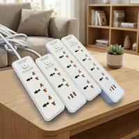 Multiprise d'intérieur OEM avec cordon de 1,5 m, 6 prises plates américaines, protection contre les surtensions, 4 ports USB-C, compatibilité 110V-240V
