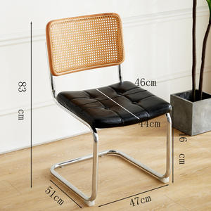 ヴィンテージスタイルラタン<span class=keywords><strong>Z</strong></span>シェイプチェアクローム脚ダイニングチェア<span class=keywords><strong>PU</strong></span>/ファブリック室内装飾シート付き - Product Image 6