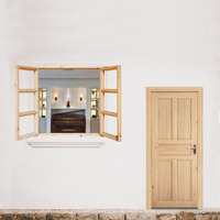 Ventana de Madera de Pino Sólido de Estilo Chino, de Doble Apertura, sin Acabado, para Decoración de Interiores, Dimensiones Personalizadas