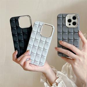 Lens <b>ring</b> raised and recessed textured case electroplated <b>ring</b> for Apple15 checkered pattern phone case 16 shockproof phone case - Product Image 2