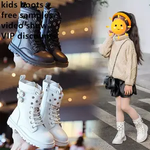 2022 ücretsiz örnek kızların moda ucuz fiyat çocuklar rahat ayakkabılar kızlar için Martin çizmeler siyah kış Unisex uzun çizmeler