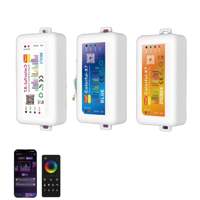 Colorful X7 Aipin RGBIC LED Music Spectrum Control Zigbee/WiFi 2812B COB Pixel Addressable IC Strip SPI Controller DC5-24V IP20