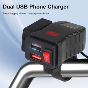 <span class=keywords><strong>Chargeur</strong></span> de <span class=keywords><strong>téléphone</strong></span> pour moto à charge rapide USB Type-C SAE IP44 étanche <span class=keywords><strong>avec</strong></span> voltmètre et interrupteur de charge, deux options d'installation - Product Image 2