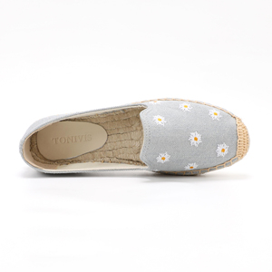 <span class=keywords><strong>Espadrilles</strong></span> plates brodées Daisy pour femme, faites à la main, en toile, à enfiler, respirantes, <span class=keywords><strong>semelle</strong></span> en <span class=keywords><strong>corde</strong></span> de jute, mocassins d'été - Product Image 6