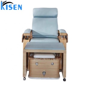Mobilier de salon de manucure de luxe Kisen, équipement blanc et noir, fauteuil de pédicure vibrant avec massage pour les pieds, en vente - Product Image 2