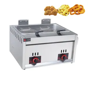 12L Gas Double Basket Tank Commercial deep fryer Double Cylinder potato chip frying vat industrial kitchen equipment