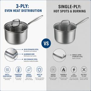 Casserole en acier inoxydable personnalisée OEM ODM avec couvercle en verre trempé et bec verseur, compatible induction, pour cuisine - Product Image 5