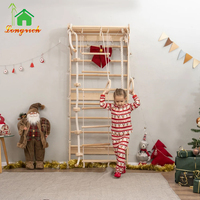 Échelle suédoise en bois multifonctionnelle et personnalisable avec accessoires en corde, forme géométrique, mur d'escalade pour enfants, idéal pour la maison et la salle de sport