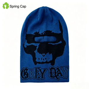 Cagoule de ski en <span class=keywords><strong>tricot</strong></span> jacquard personnalisable unie, cagoule d'hiver ouverte, mode - Product Image 2