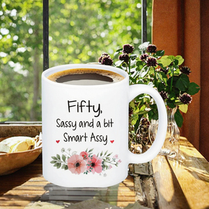 Regalo de 50 Años para Mujer - Taza de Cerámica con Diseño de Frases Divertidas, Capacidad de 301-400 ml, Color Blanco, para Mamá, Esposa, Decoración de Fiesta - Product Image 3